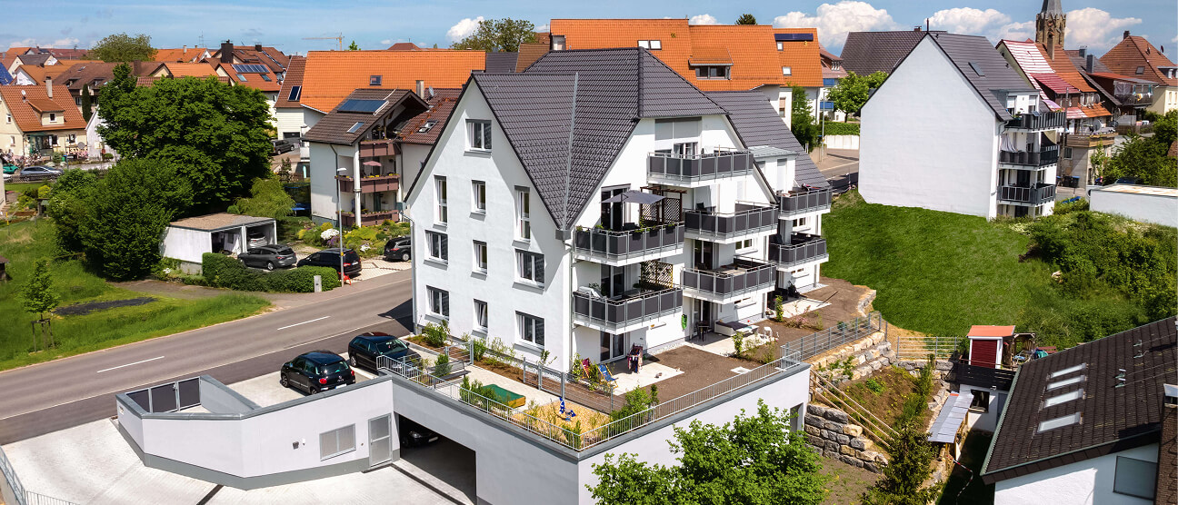 Mehrfamilienhaus in der Pforzheimer Strasse, Aussenansicht mit Balkone